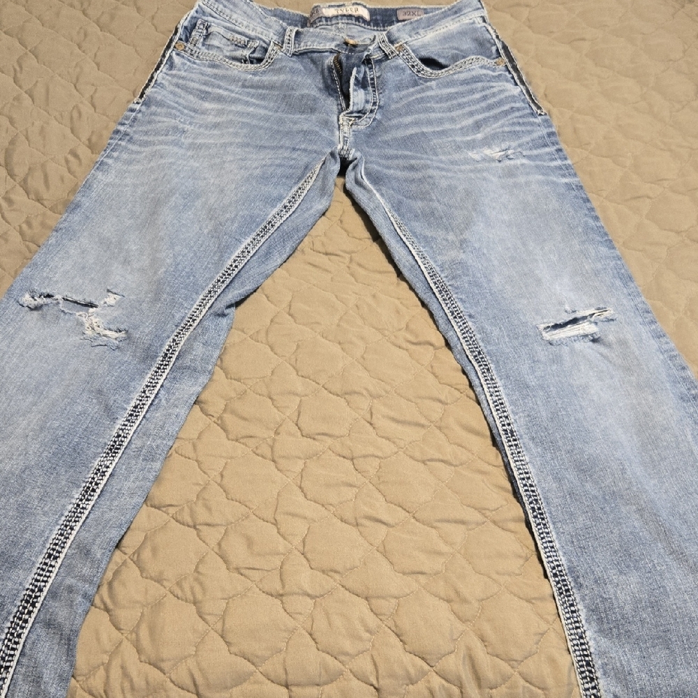 BKE Tyler Distressed Light Blue Jeans 32XL